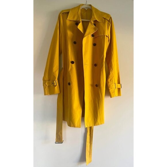 Designer Trench Raincoat, Size M/L, Kenneth Cole NY, Yellow - Picture 5 of 13